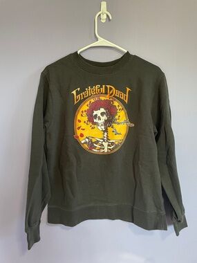 Grateful Dead Black Crewneck with Yellow & Red Skull Graphic